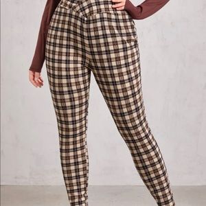 Plus overlap waist tartan pants